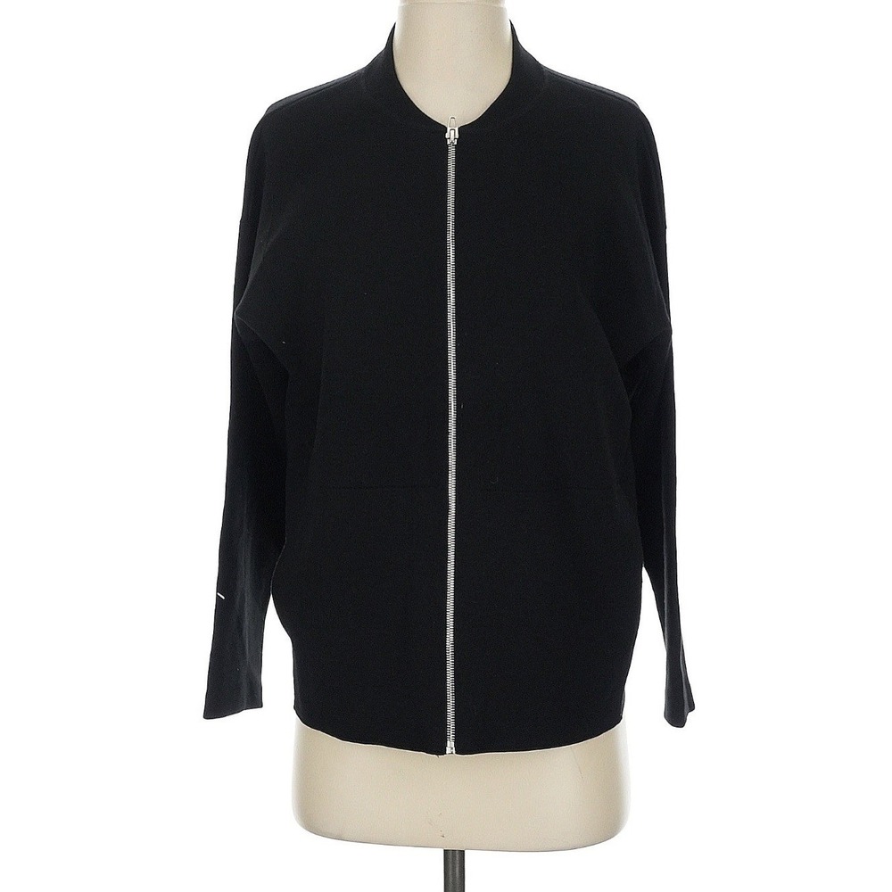ALEXANDER WANG Knit Merino Wool Silk Bomber Cardigan Jacket Black‎ Size Small